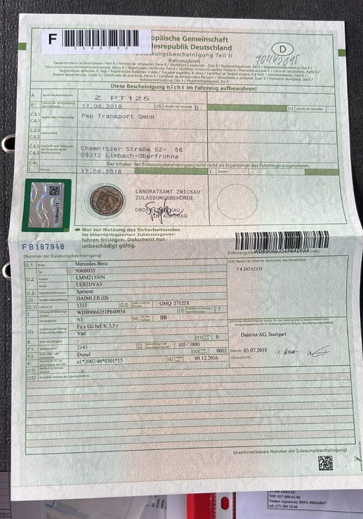 Великий тех. паспорт - Zulassungsbescheinigung Teil 2 - Технічний паспорт Німецького автомобіля